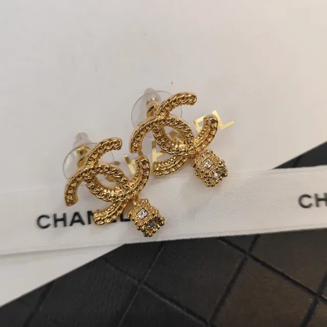 Chanel Bijoux Fantaisie Chaîne CC Cristal Boucles d'oreilles pendantes 5