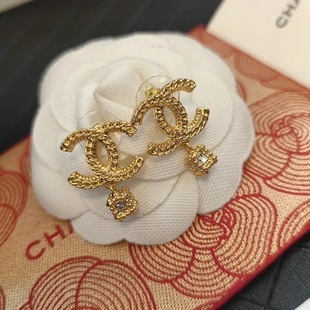 Chanel Bijoux Fantaisie Chaîne CC Cristal Boucles d'oreilles pendantes 7