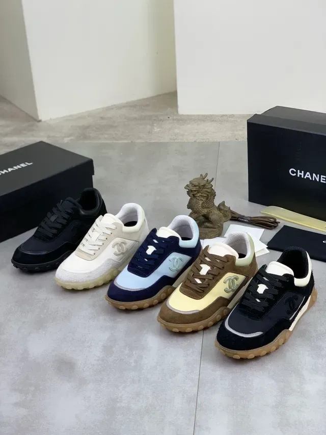Chanel Black Gray Mixed-Material Upper Suede And Nylon Construction Lifestyle Sneakers 2