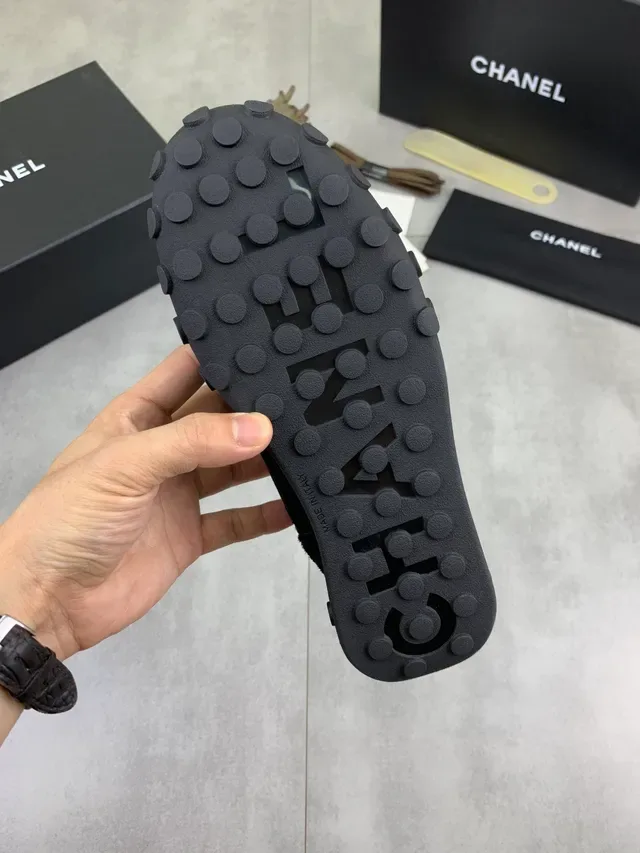 Chanel Black Gray Mixed-Material Upper Suede And Nylon Construction Lifestyle Sneakers 3