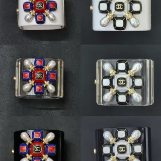 Chanel Camellia Cuff Red Blue White Enamel Pearl Bracelet
