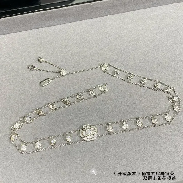 Chanel Camellia Double-Layer Chain Crystal Necklace 6