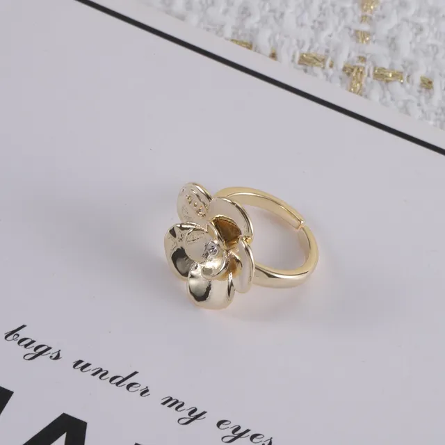 Chanel Camellia Flower Gold and Silver Tone Rings 5