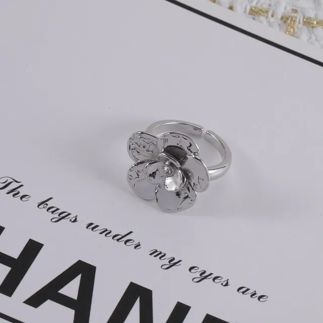 Chanel Camellia Flower Gold and Silver Tone Rings 7