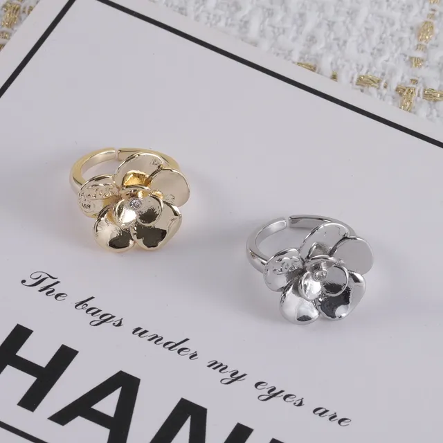 Chanel Camellia Flower Gold and Silver Tone Rings 8