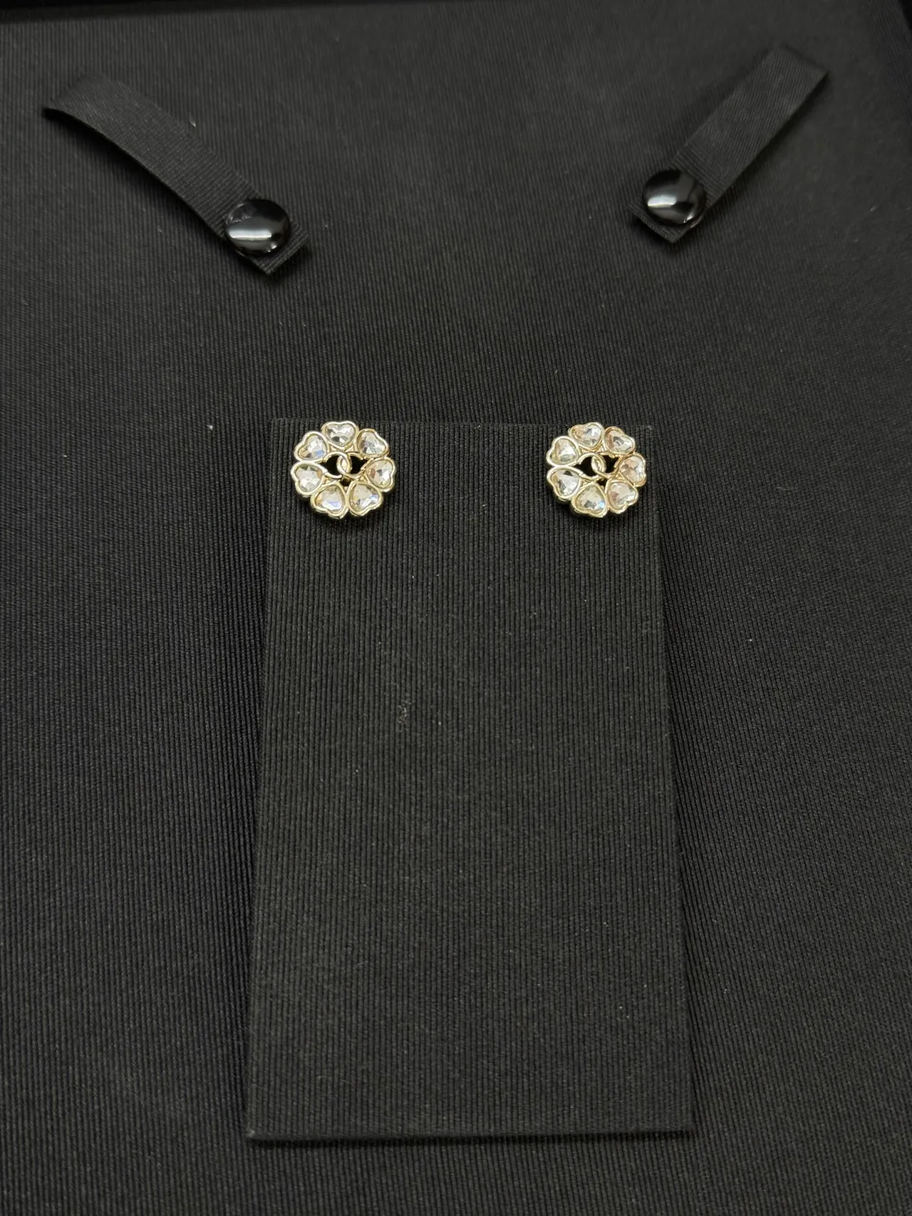 Chanel Camellia Gold Transparent Floral Motif Metal Earrings 3
