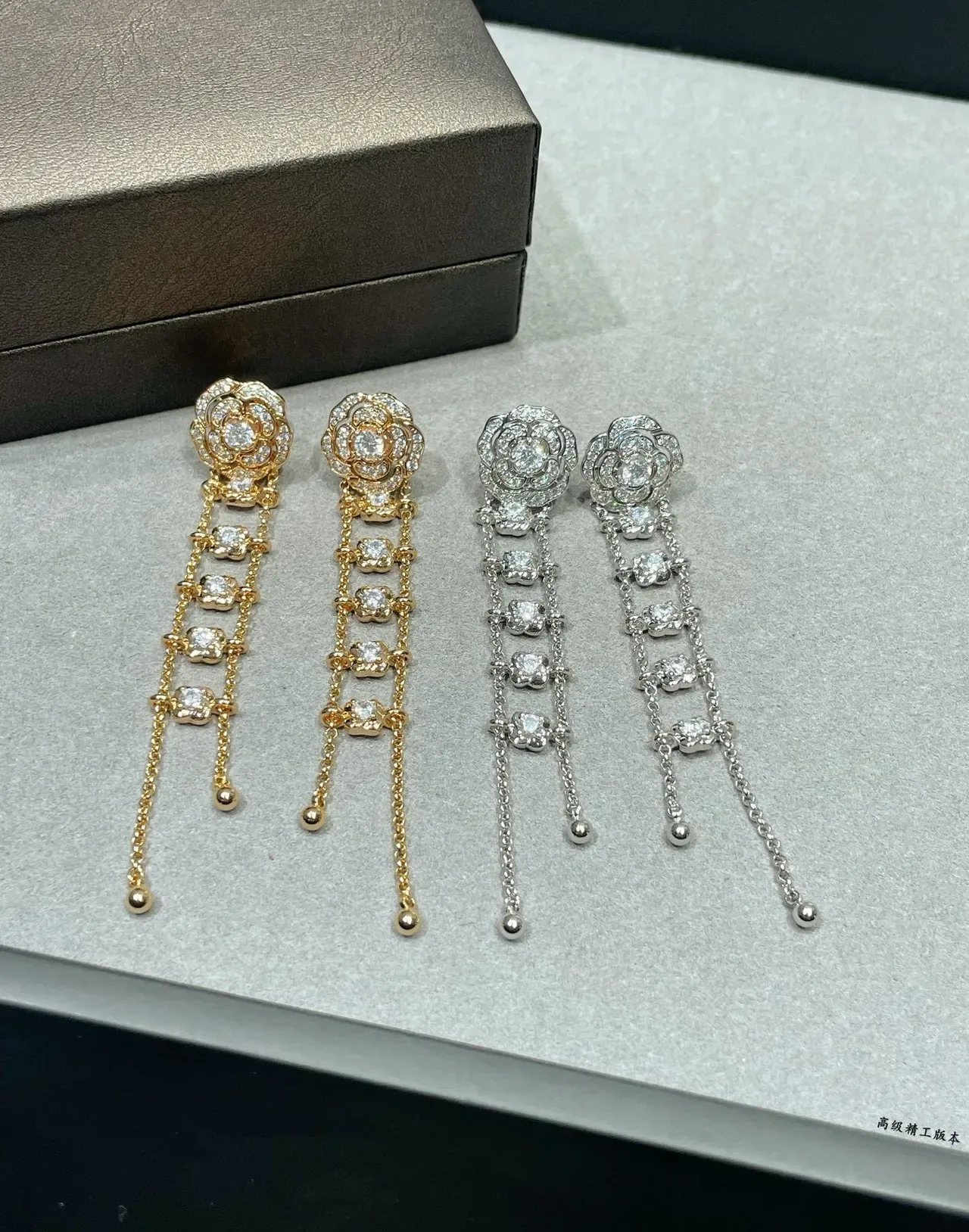 Chanel Camellia Pavé Diamond Drop Earrings 5