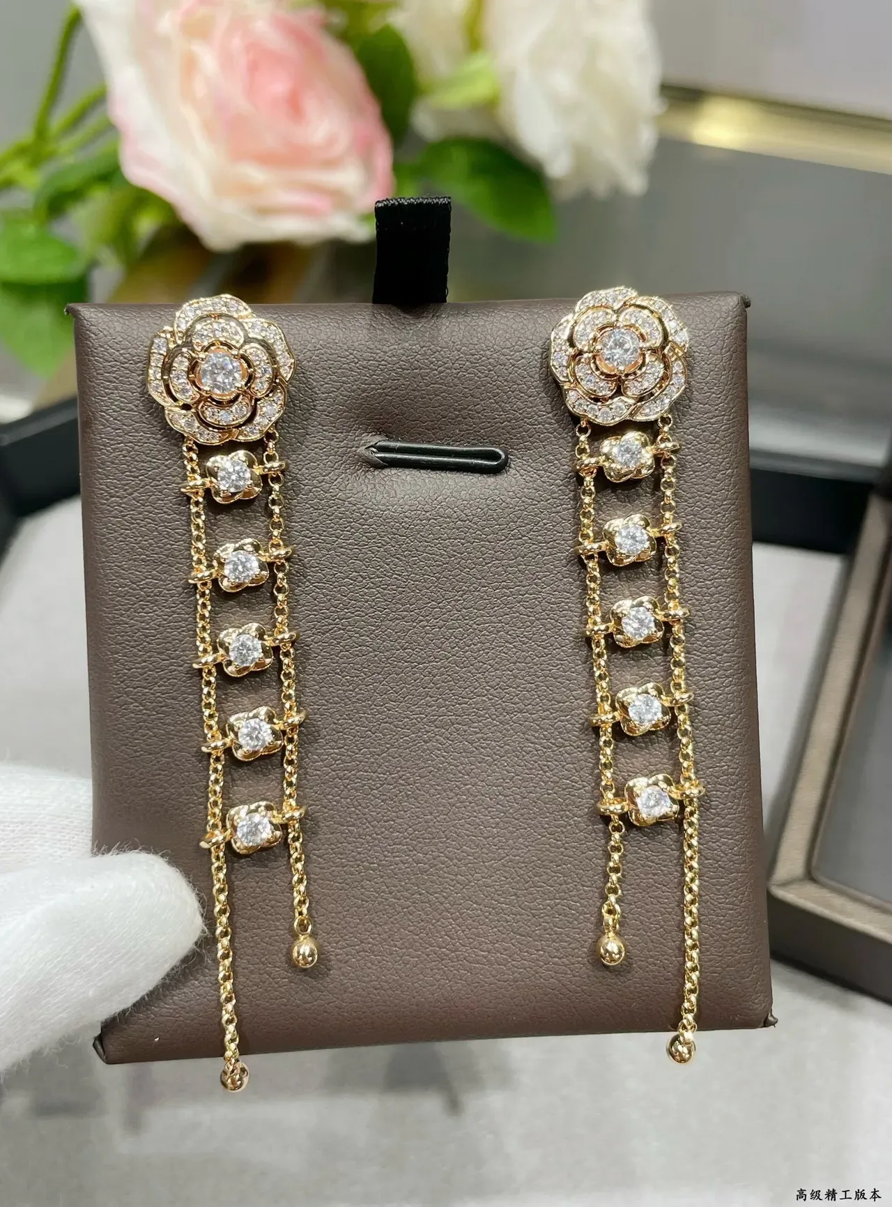 Chanel Camellia Pavé Diamond Drop Earrings 8