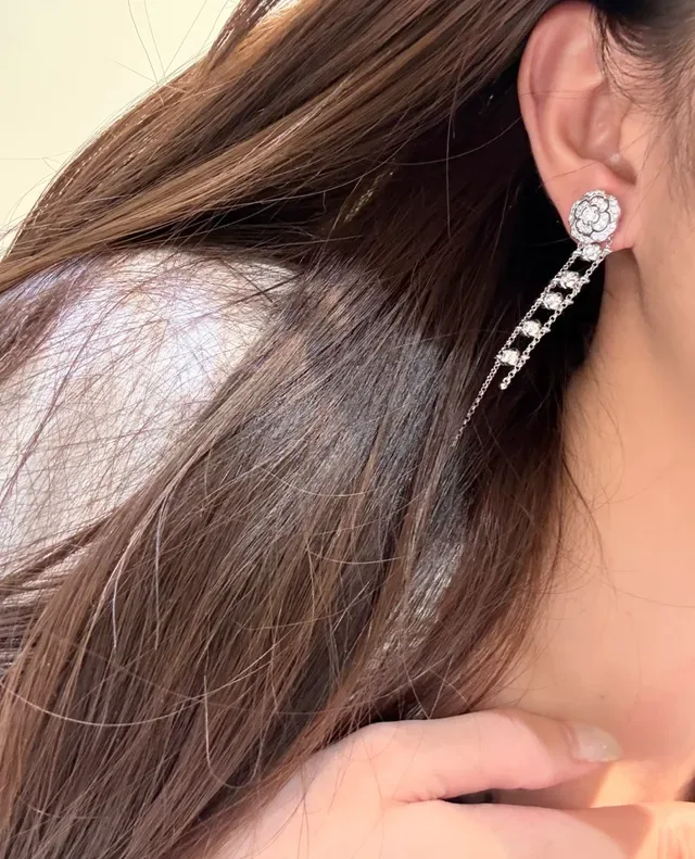 Chanel Camellia Pavé Diamond Drop Earrings 9