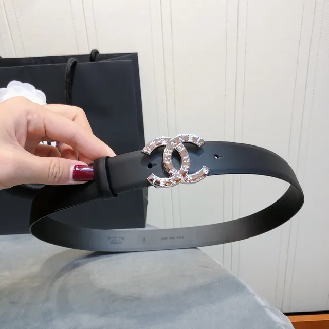 Chanel CC Belt Black Leather Silver-Tone Buckle Leather Belt 3