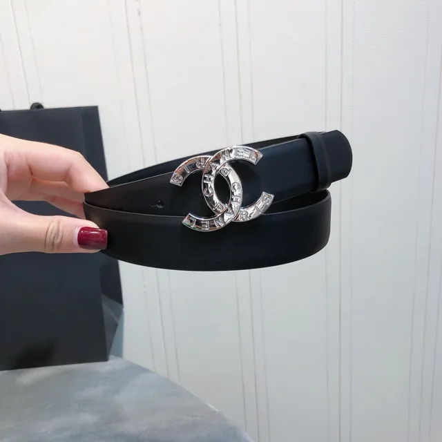 Chanel CC Belt Black Leather Silver-Tone Buckle Leather Belt 5