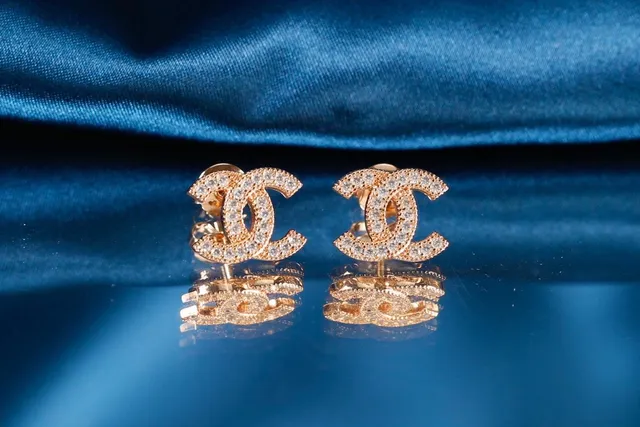 Chanel CC Logo Pavé Crystal Stud Earrings 6