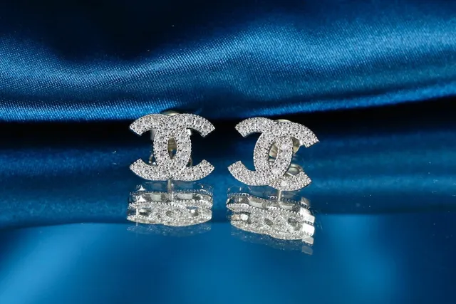 Chanel CC Logo Pavé Crystal Stud Earrings 9