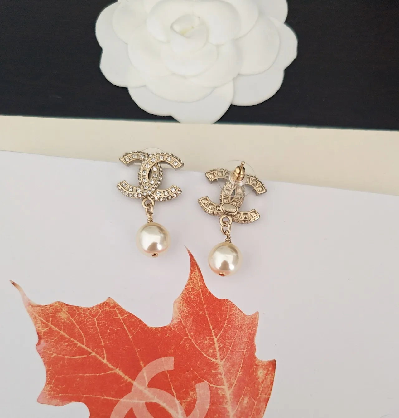 Chanel CC Pearl Crystal Drop Earrings 3