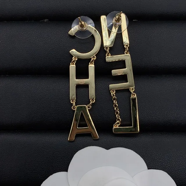 Chanel CHANEL Letter Pavé-Crystal Gold-Tone Dangling Earrings 5