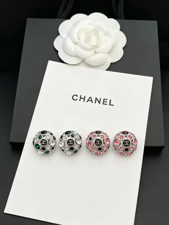 Chanel Crystal Ball Stud Pink Red Spherical Pavé Interlocking CC Logo Center Earrings 4