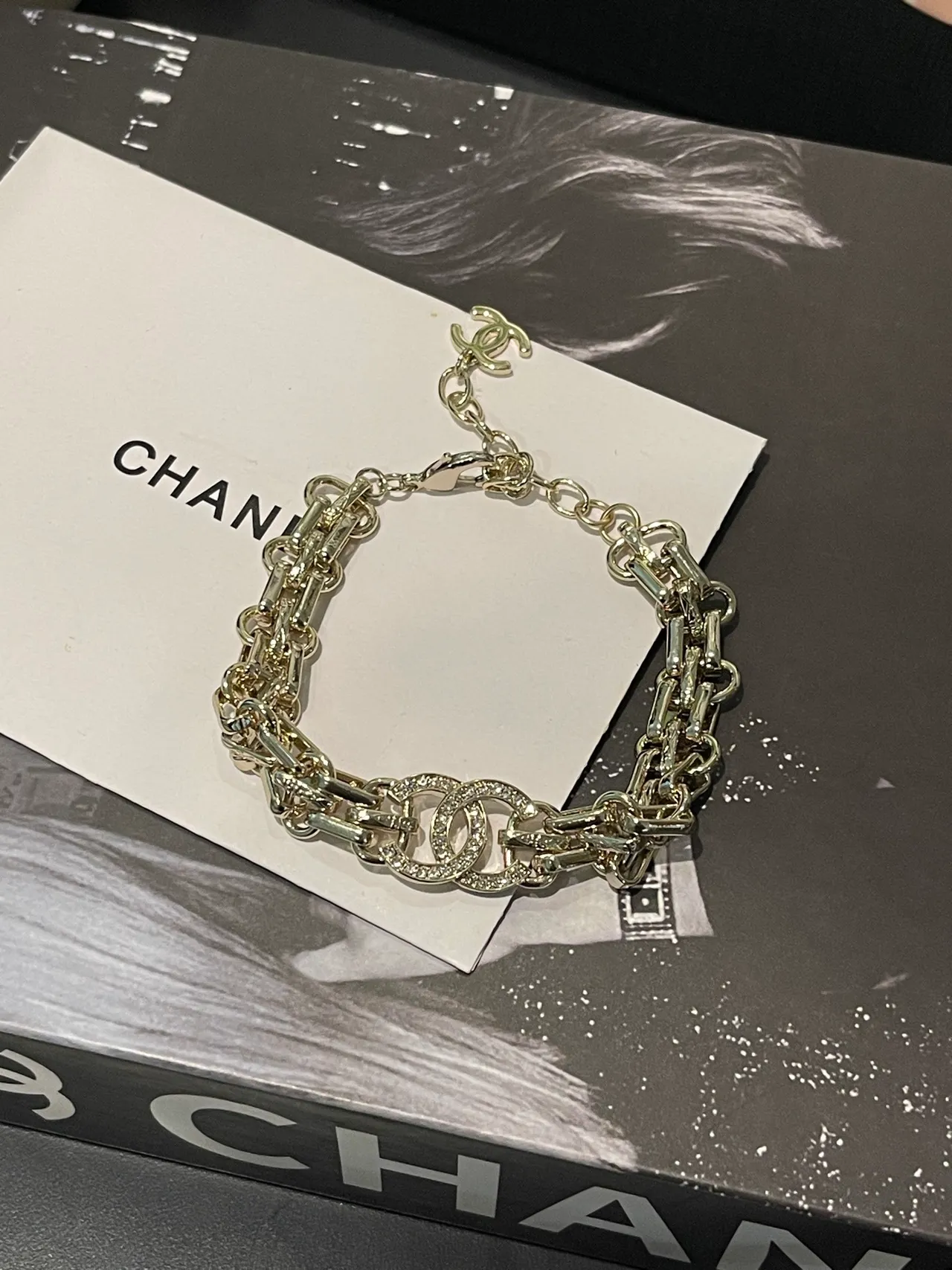 Chanel Crystal-Embellished CC Chain Bracelet 2