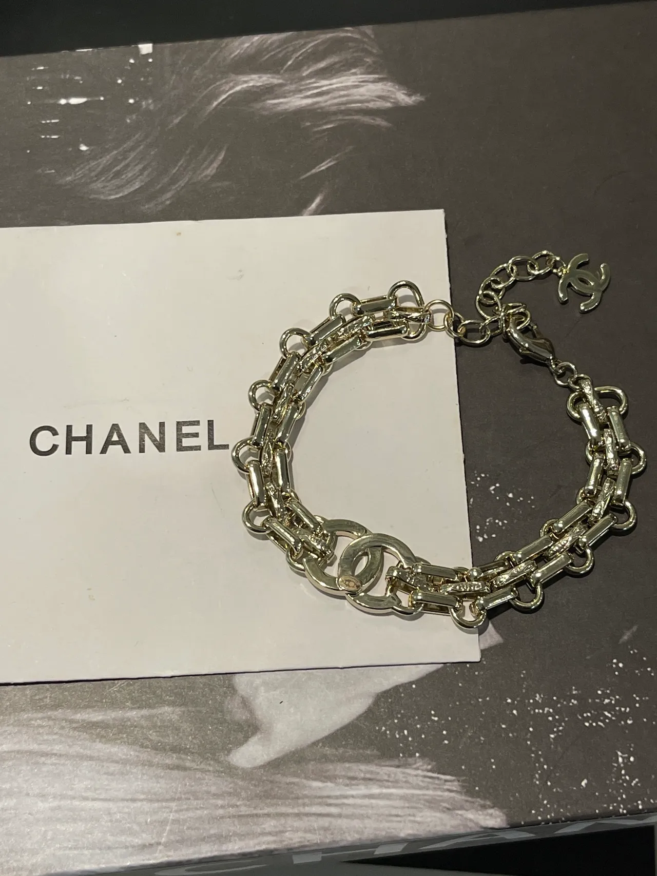 Chanel Crystal-Embellished CC Chain Bracelet 4