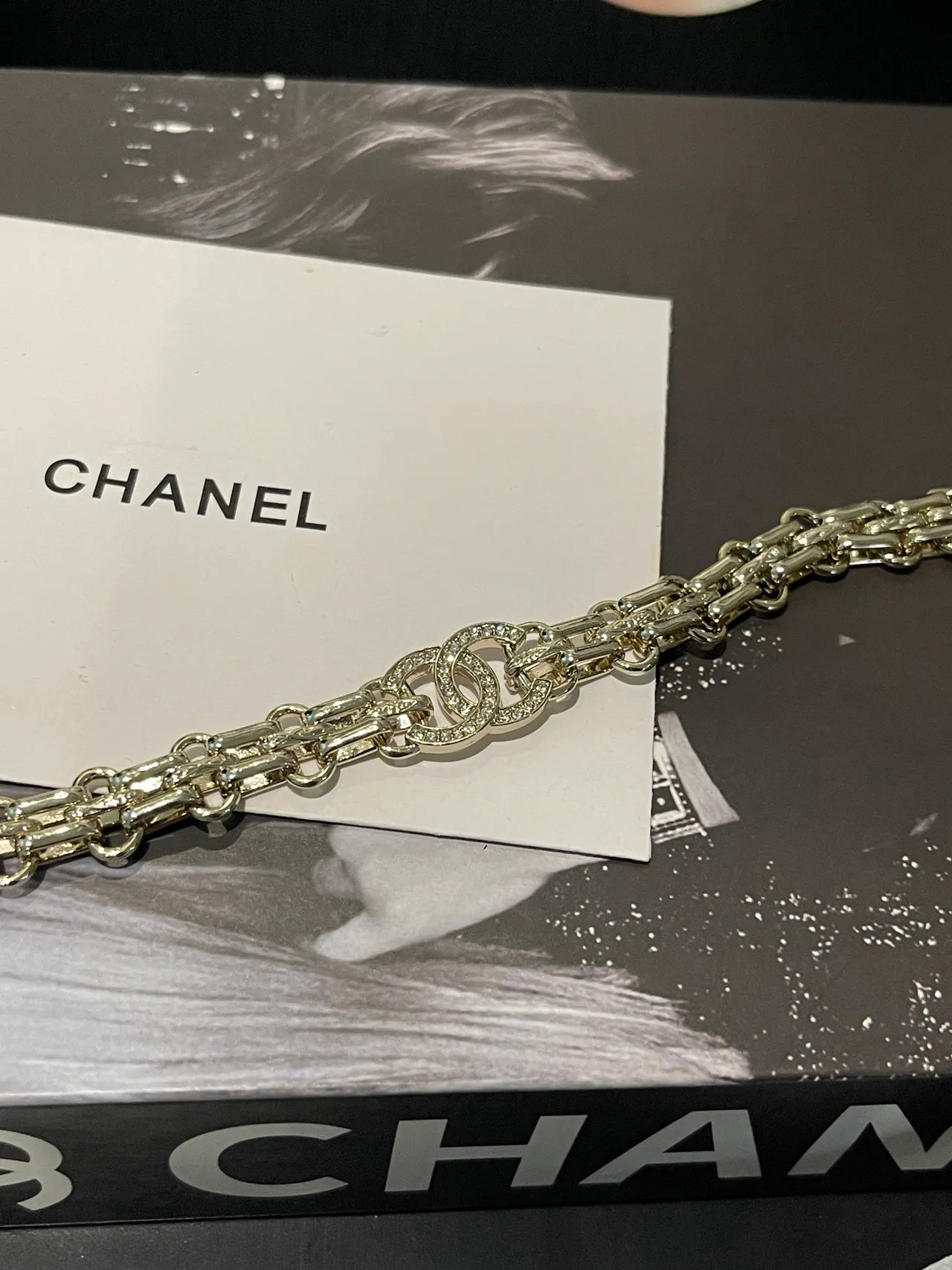 Chanel Crystal-Embellished CC Chain Bracelet 8