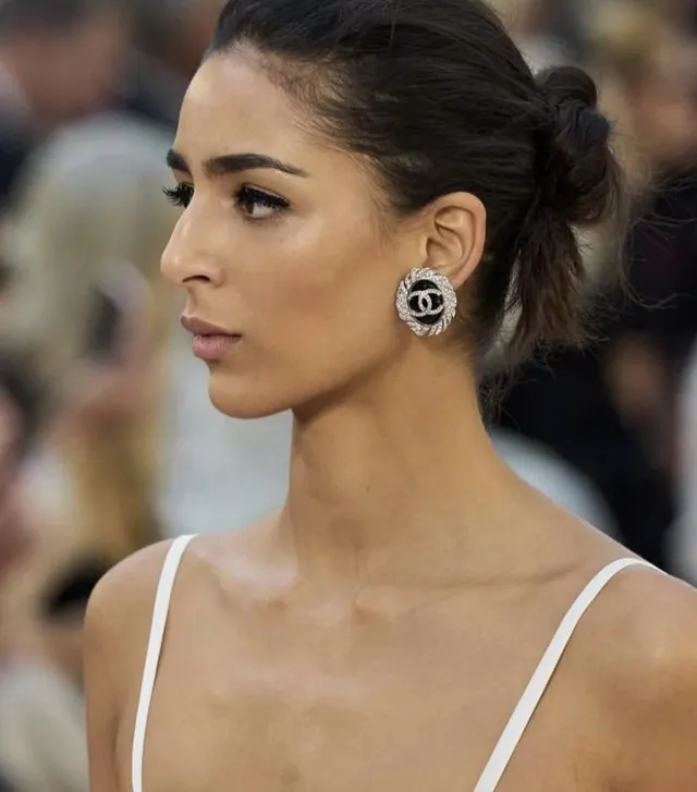 Chanel Crystal-Pavé Interlocking CC Camellia Earrings 6