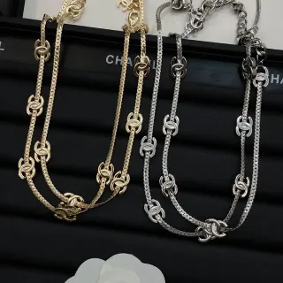 Chanel Double Chain Interlocking CC Logo Necklace