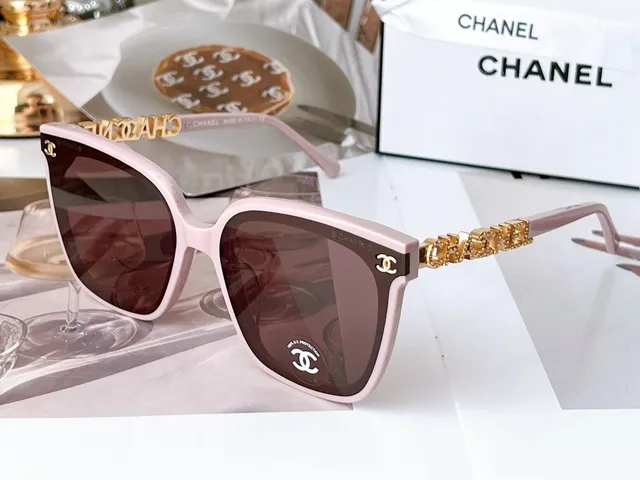 Chanel 灰银方形醋酸纤维镜框水晶镶嵌太阳镜腿 5