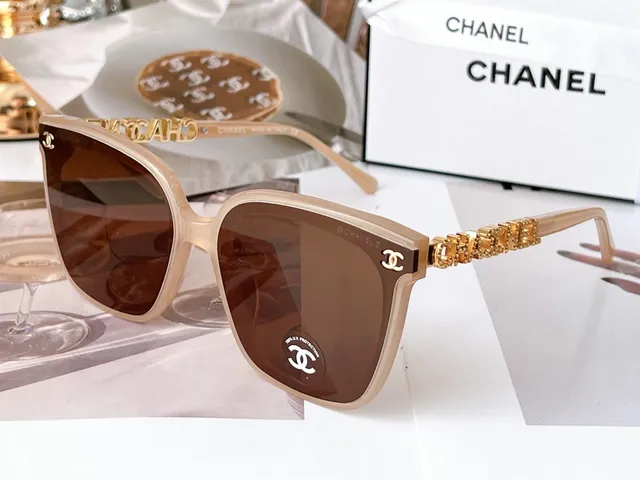 Chanel 灰银方形醋酸纤维镜框水晶镶嵌太阳镜腿 6