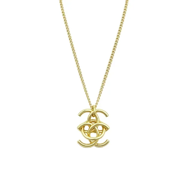 Chanel Interlocking CC Gold Black Logo Metal Necklace 7