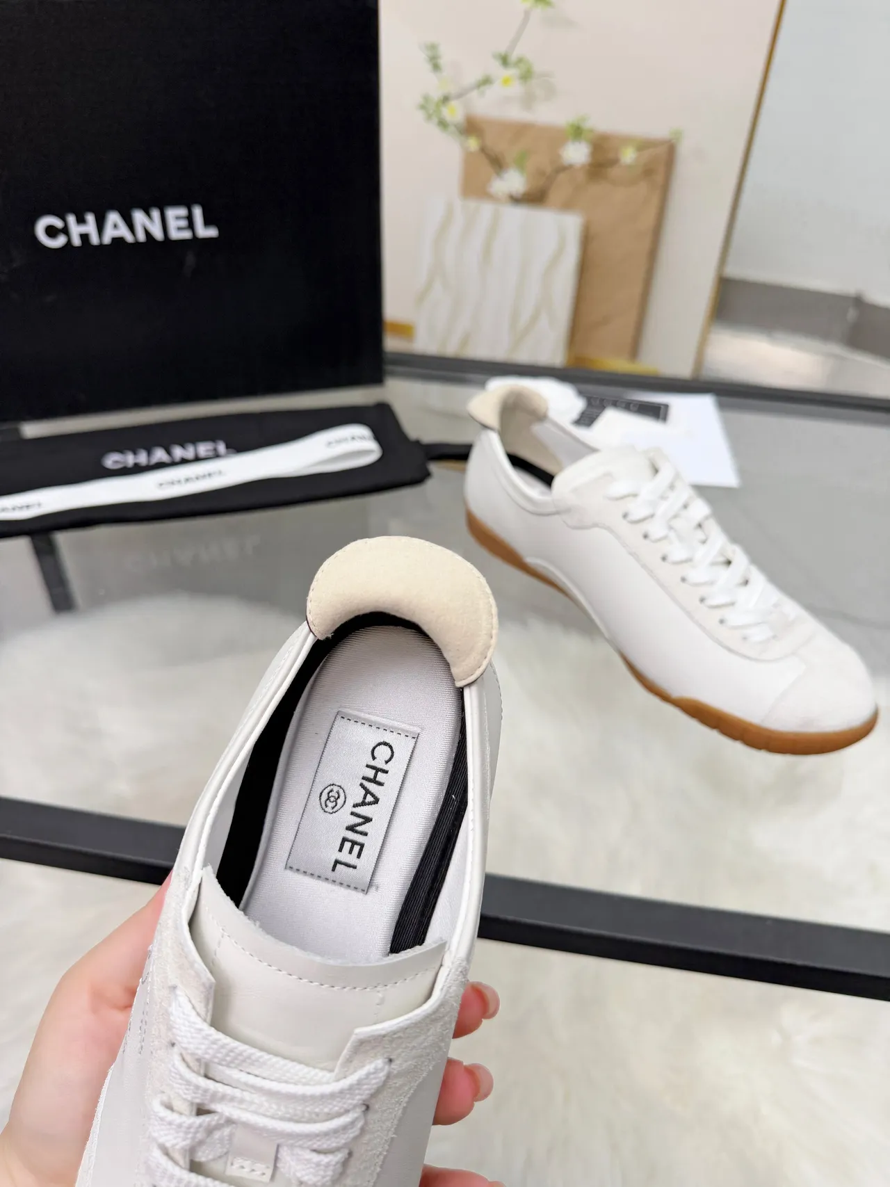 Chanel Lifestyle Sneaker White Brown Stitched Interlocking CC Logo Mixed Leather And Suede Upper Lifestyle Sneakers 2
