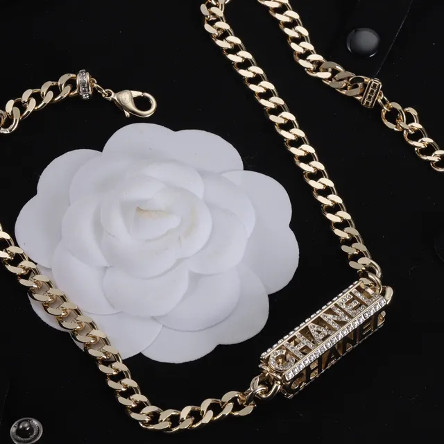 Chanel Logo Plaque Gold Silver Curb Chain Rectangular Bracelet 6
