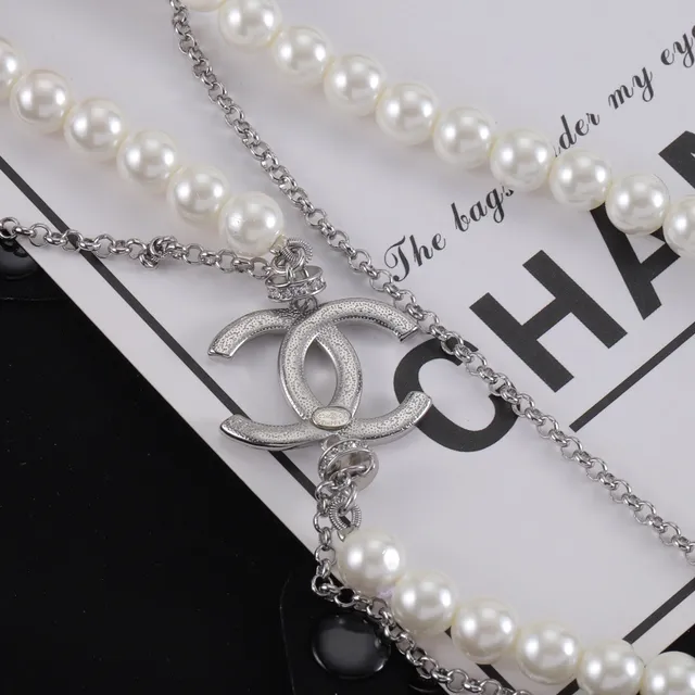 Chanel Pearl and Chain CC Logo Double-Strand Necklace 4