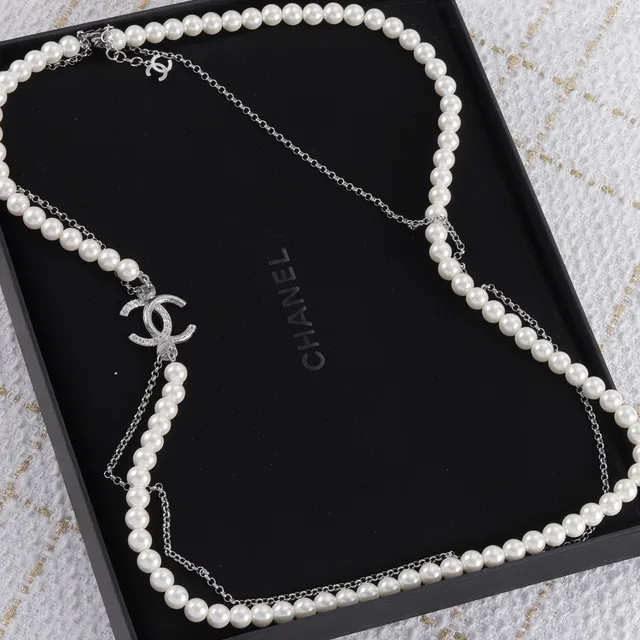 Chanel Pearl and Chain CC Logo Double-Strand Necklace 6