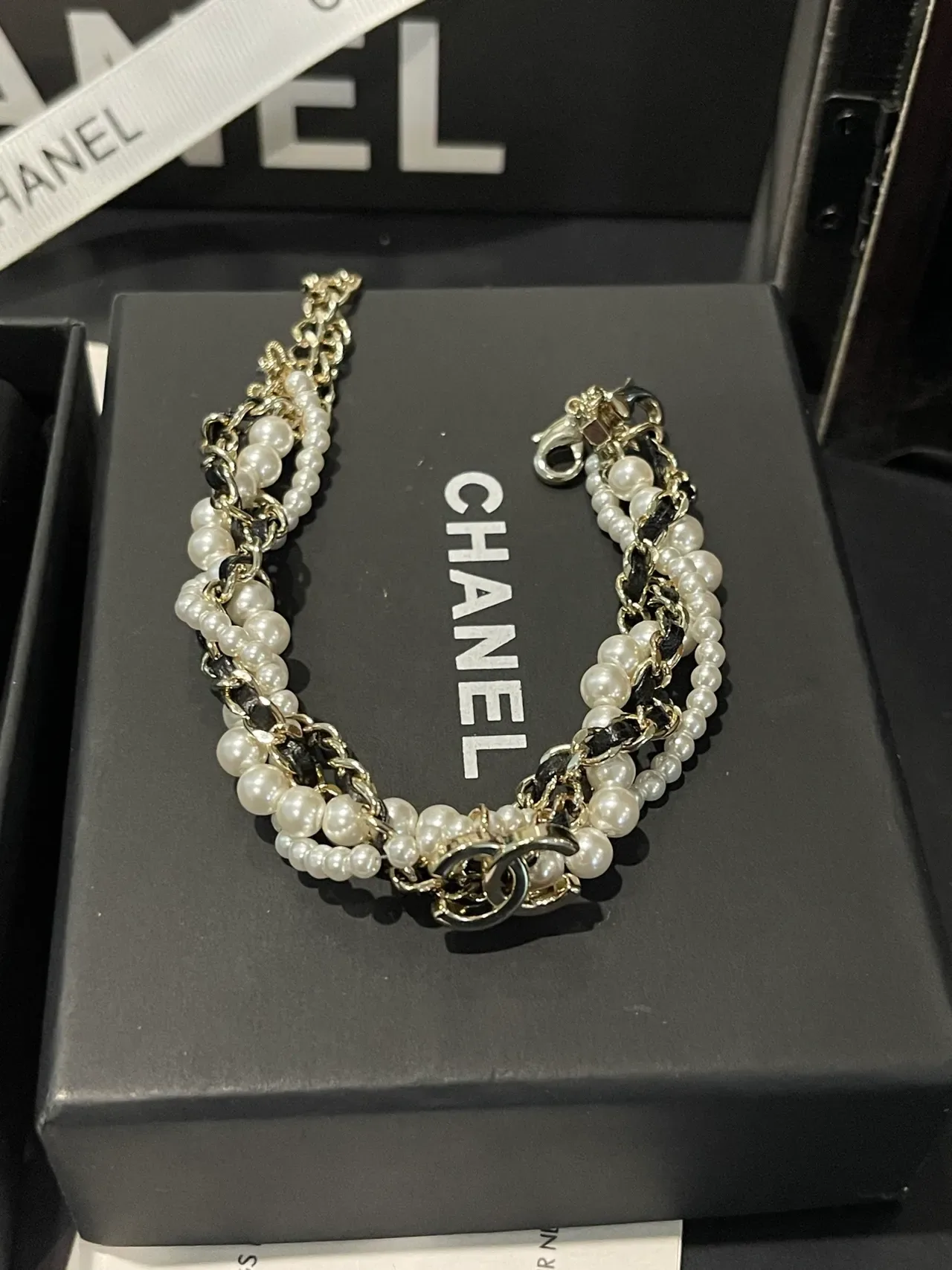 Chanel Pearl and Chain Multi-Strand Bracelet 5