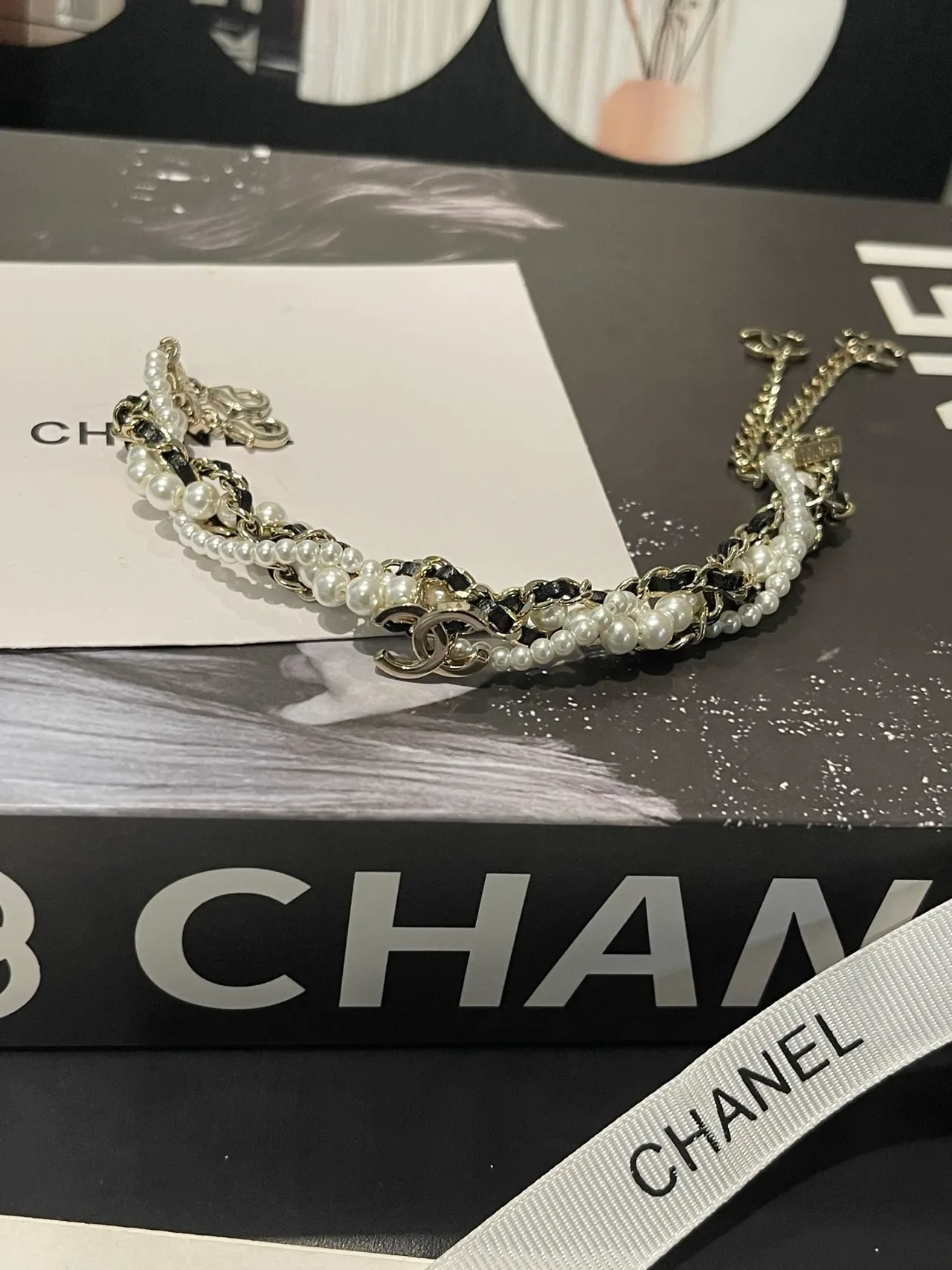 Chanel Pearl and Chain Multi-Strand Bracelet 9