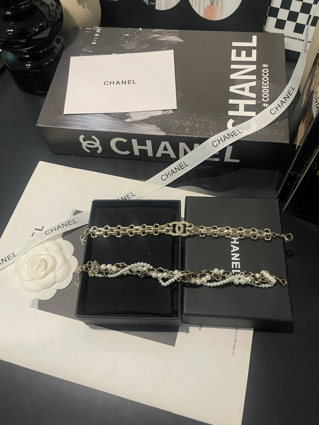 Chanel Pearl and Chain Multi-Strand Bracelet 10