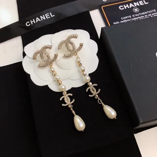 Chanel Pearl and Crystal Drop Earrings 2