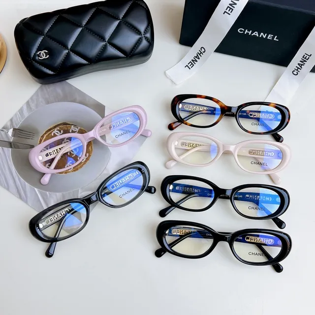 Chanel Pink Gold Oval Acetate Frame Logo Plaque Optical Glasses 3