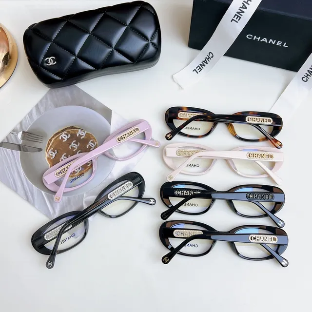 Chanel Pink Gold Oval Acetate Frame Logo Plaque Optical Glasses 4