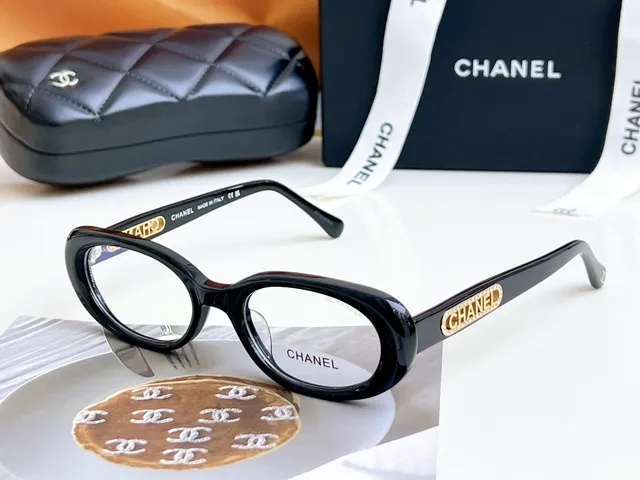 Chanel Pink Gold Oval Acetate Frame Logo Plaque Optical Glasses 6