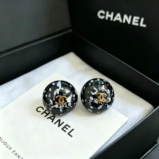 Chanel Splatter Enamel Ball Stud Earrings