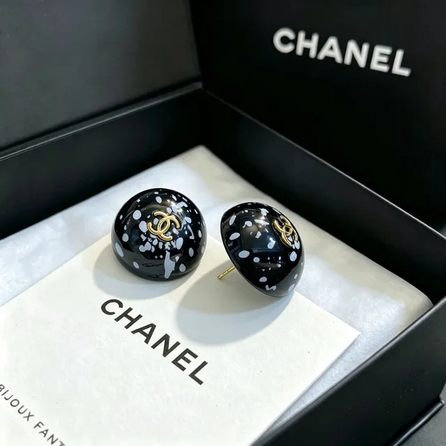 Chanel Splatter Enamel Ball Stud Earrings 6