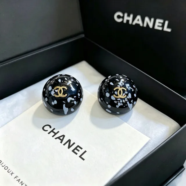 Chanel Splatter Enamel Ball Stud Earrings 7