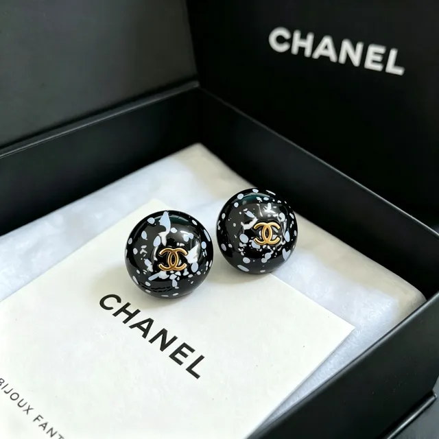 Chanel Splatter Enamel Ball Stud Earrings 8
