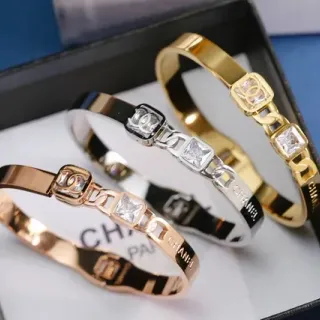 Chanel Square-Link Crystal CC Bangle Bracelets