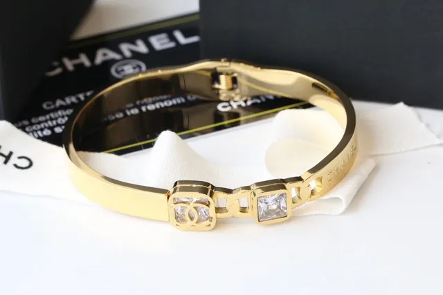 Chanel Square-Link Crystal CC Bangle Bracelets 3