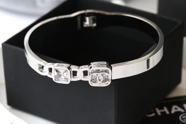 Chanel Square-Link Crystal CC Bangle Bracelets 4