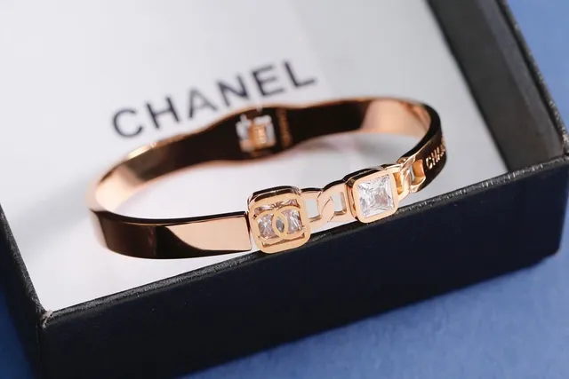 Chanel Square-Link Crystal CC Bangle Bracelets 9