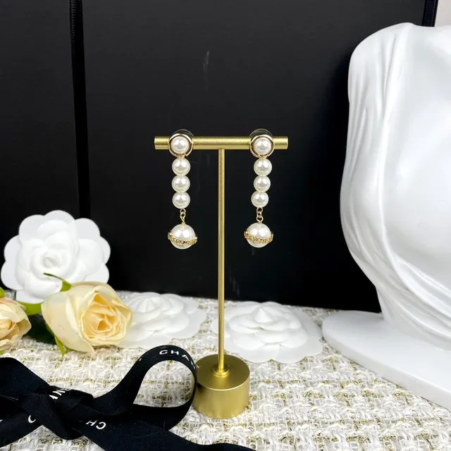 Chanel White Gold Multi-Pearl Drop Hardware Earrings 3