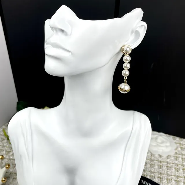 Chanel White Gold Multi-Pearl Drop Hardware Earrings 7