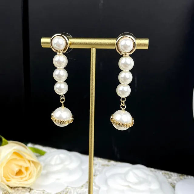 Chanel White Gold Multi-Pearl Drop Hardware Earrings 8